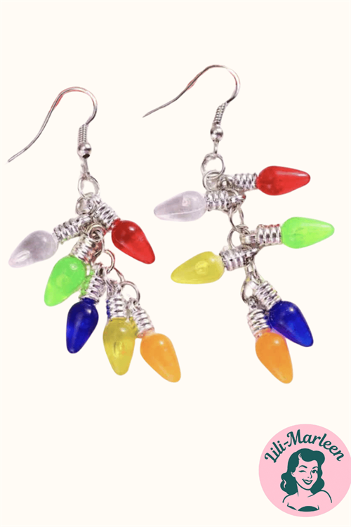 Hængeøreringe – Julelyskæde – Farverige og festlige juleøreringe