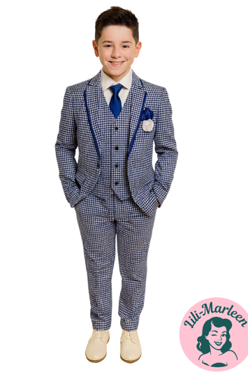 Børne jakkesæt: Ternet Ninja - drenge jakkesæt i 5 dele 