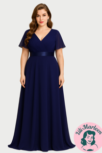 Lang gallakjole - Cornelia, mørk kongeblå