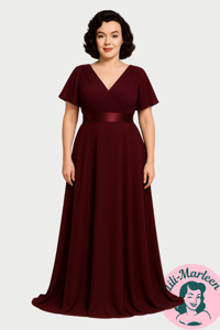 Lang gallakjole - Cornelia, mørk vinrød