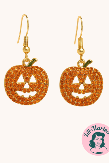 Øreringe - græskar- hængeøreringe med glitrende sten