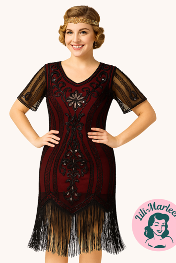 1920´er festkjole - Miss Ninnas Song, vinrød