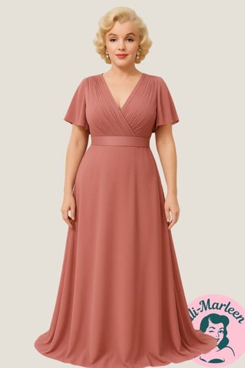 Lang gallakjole - Cornelia, mørk koral