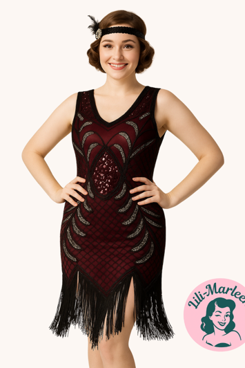 1920´er festkjole - Miss Ruby, vinrød