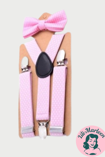 Seler og butterfly til børn, lyserød med polka prikker