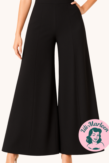 Bukser med brede ben (Kjolebukser)- Miss Swan, sorte