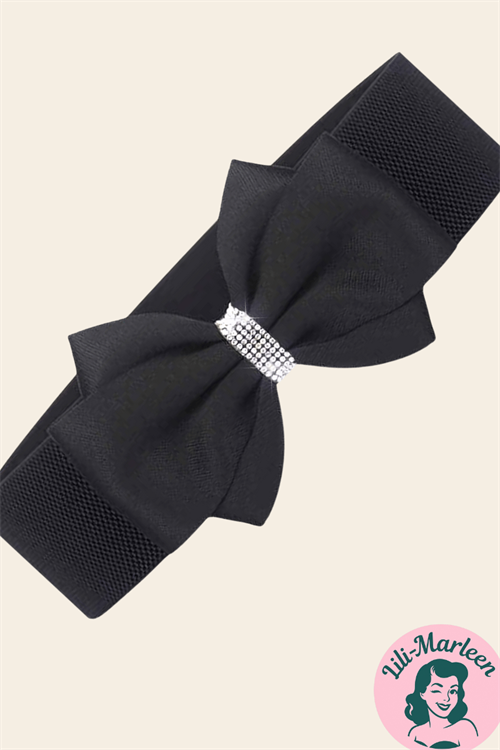 "Miss Ruby" – Sort Elastikbælte med Sløjfe (str. M–2XL)