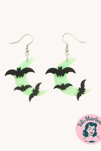 HængeØreringe - måne med flagremus - selvlysende