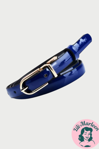 Smalt læder bælte, navyblå