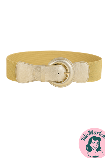 Bredt elastisk lakbælte, guld 