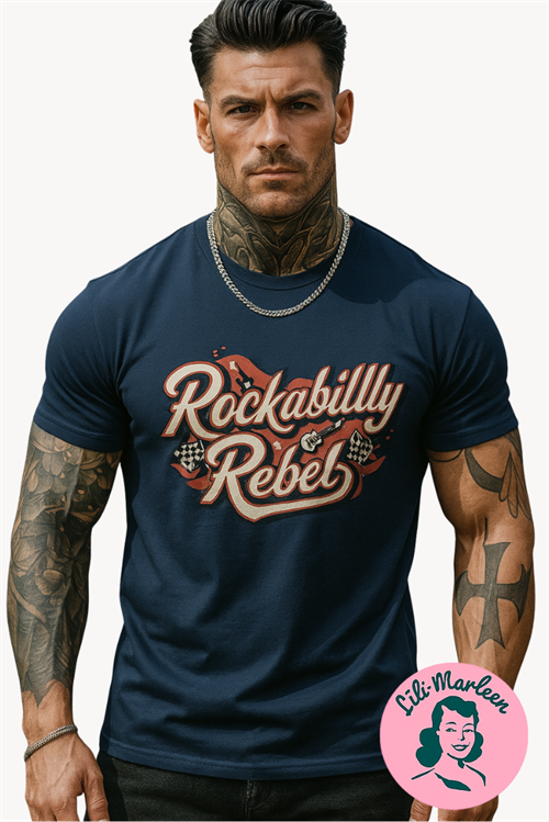 Rockabilly Rebel – Mørk vintage T-shirt med attitude og rock’n’roll vibe