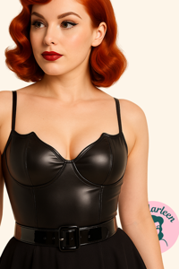 Miss Batwoman - Corsagetop i sort kunstlæder