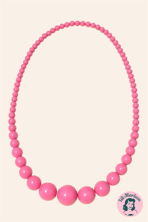 Halskæde med plastperler; Miss Divas favorit - hot pink