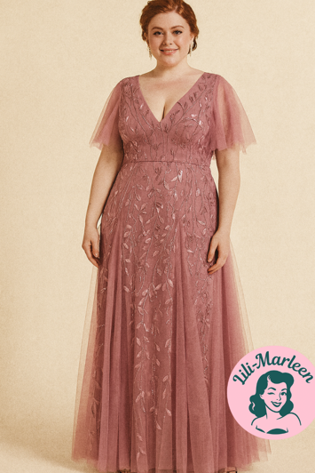 Lang gallakjole - Evita, orkiderosa