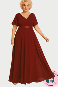 Lang gallakjole - Cornelia, vinrød