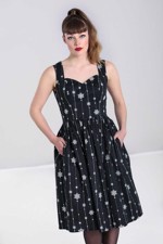 Swingkjole: Bella Star, sort kjole med snefnug