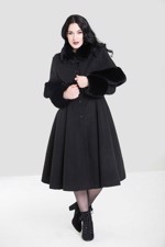 Frakke: CAPULET COAT, sort - lækker lang frakke med kappe 