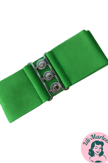 Bredt elastisk bælte, græsgrøn - str. 36 - 56 - Hospitalsbælte