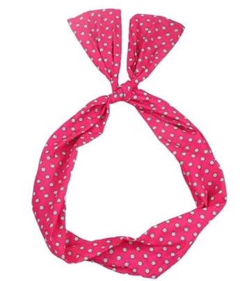 Hårbånd med wire - cerise med mint prik