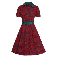 Miss Penelope  Red & Green Tartan– Smuk rød/grøn ternet kjole 