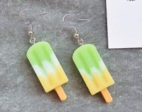 Øreringe - hængeøreringe med store is, grøn & gul