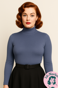 Højhals: SPIROS - Støvet navyblå; En klassiker i dit klædeskab