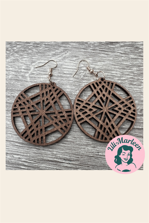 Øreringe - Klassiske runde træ-øreringe med afrikanst mønster