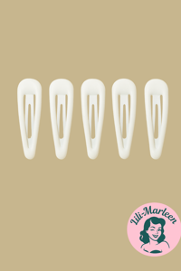 Mini trykhårspænder - glans - hvide - 5 stk.