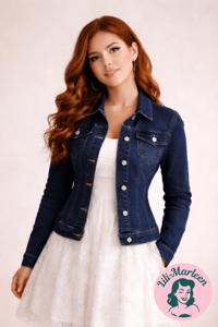 Miss Audrey Denim – Mørkeblå Figursyet Denimjakke 