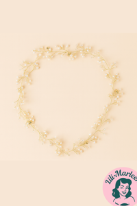 Perle/Krystalbånd til håropsætning - guld, mellemlang