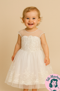 Børne fest/gallakjole: Little Miss Lea, hvid