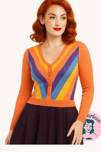 Cardigan, Violet Winter Sun Stripe Cardigan