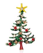 Jule broche - juletræ med sten og stjerne
