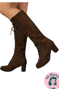 Vintageinspireret - ruskindssnørestøvler (vintageinspireret) - brune