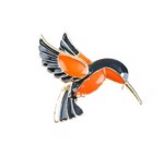 Broche - Fugl i orange/sort  