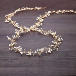 Perle/Krystalbånd til håropsætning - guld, ekstra lang