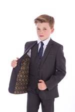 Børne jakkesæt: Nikolaj, grå/brun - jakkesæt i 5 dele 