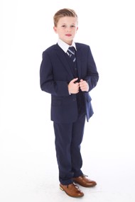 Børne jakkesæt: Oliver Max, navyblå - drenge jakkesæt i 5 dele 