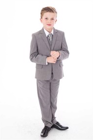 Børne jakkesæt: Oliver Max,  lys grå - drenge jakkesæt i 5 dele