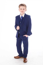 Børne jakkesæt: Oliver Max, mørk kongeblå - drenge jakkesæt i 5 dele 