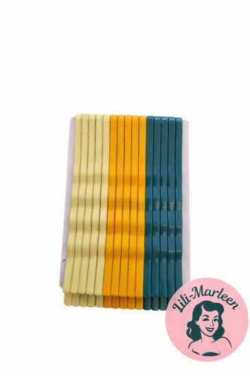 Bobby pins – gul, orange og teal