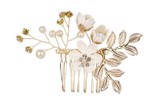 Hårkam: Smuk hårkam hvid/guld blomster, mellemstørrelse