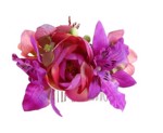 Hårkam med lilla orkide og pink bonderose