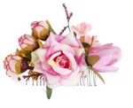 Hårkam med lilla pink/lyserøde roser