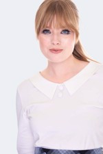 Skjortebluse - Miss Jill - hvid top med sød krave