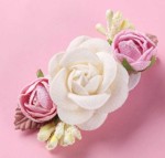 Hårklips med blomster/roser - ivory, lyserød (M9)