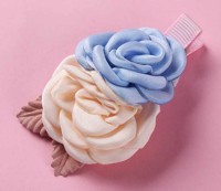 Hårklips med blomster/roser - blå, ivory/rosa (M11)