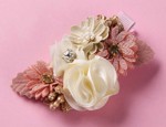 Hårklips med blomster/roser/sten - ivory/rosa, guld (M12)