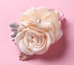 Hårklips med blomster/perler - creme, rosa, sølv (M4)