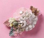 Hårklips med blomster/perler - svagt lyserød, rosa, grøn (M6)